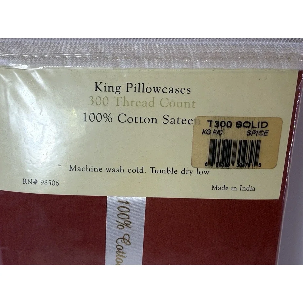 Regal Sateen Collection King Pillowcases 300 TC 100% Cotton Sateen Solid Spice